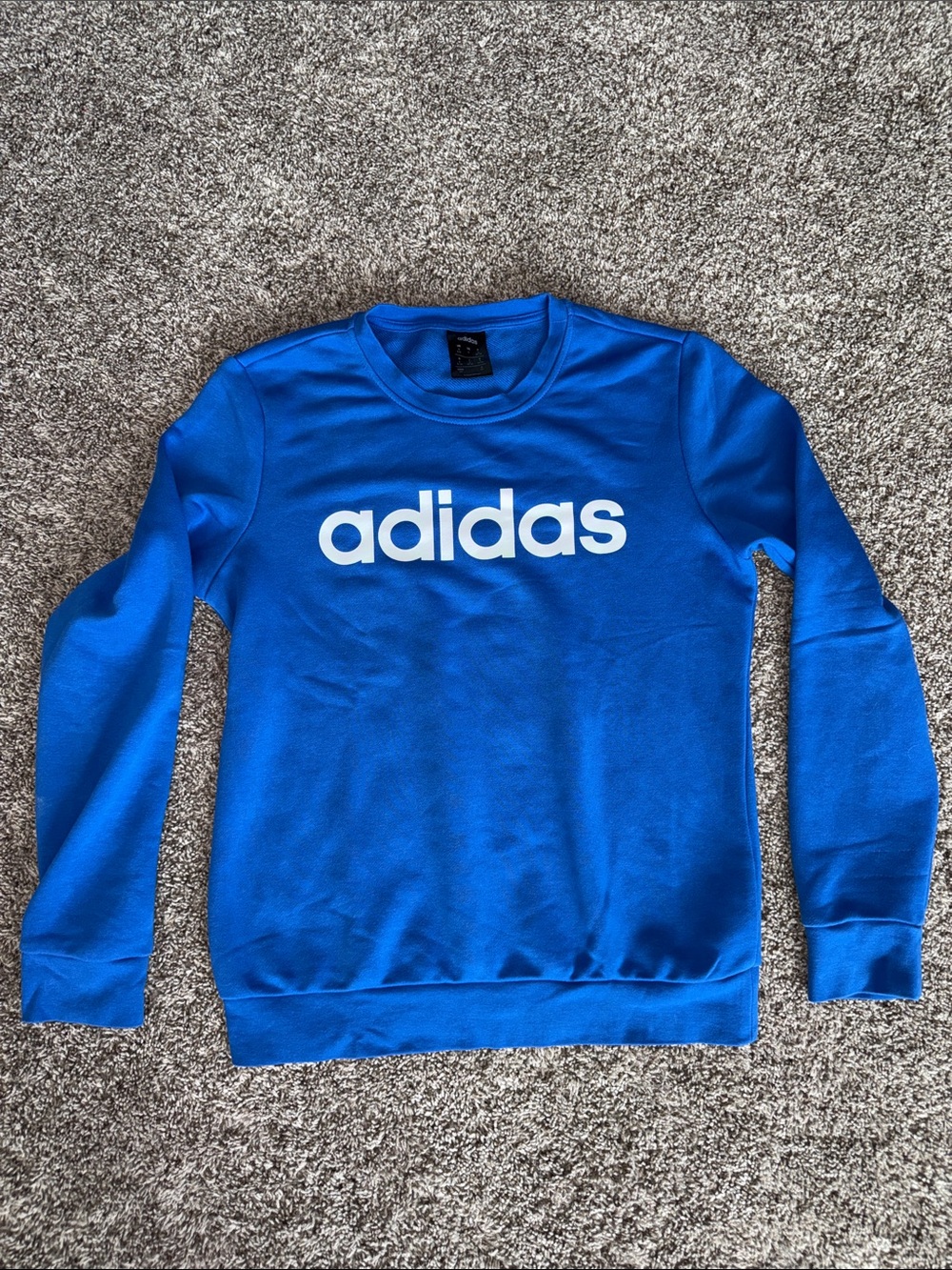 Adidas Women's Royal Blue Crewneck Sweatshirt with White Logo small